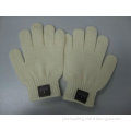 Cream nylon exfoliating bath scrub gloves